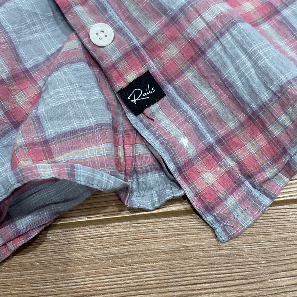 Rails Gray/Pink Button Down Flannel Size M - image 4